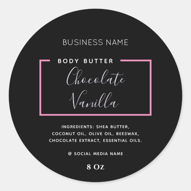 Minimalist modern typography black  product label (Front)