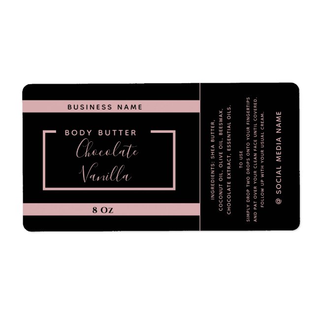 Minimalist modern typography black  product  label (Front)