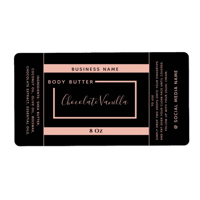 Minimalist modern typography black  product  label (Front)