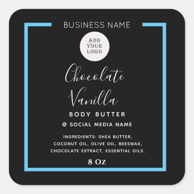 Minimalist modern typography black product  square square sticker (Front)