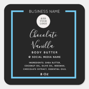 Minimalist modern typography black product square square sticker