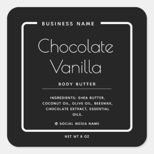 Minimalist modern typography black product  square sticker