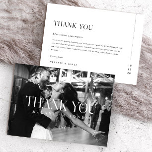 Minimalist Modern Typography Black White Wedding Thank You Card