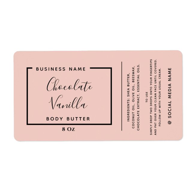 Minimalist modern typography blush product  label (Front)
