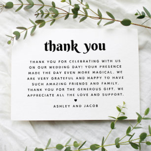 Minimalist Modern Typography Clean Chic Wedding Thank You Card