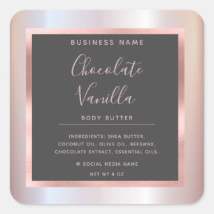 Minimalist modern typography foil rose gold frame  square sticker