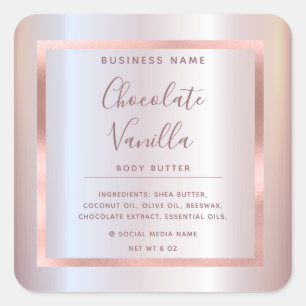 Minimalist modern typography foil rose gold frame square sticker