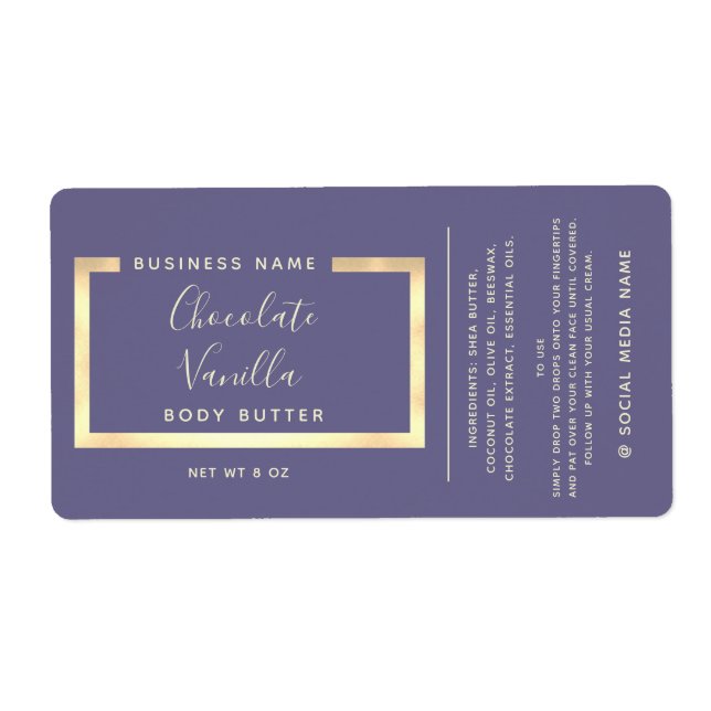 Minimalist modern typography gold frame label (Front)