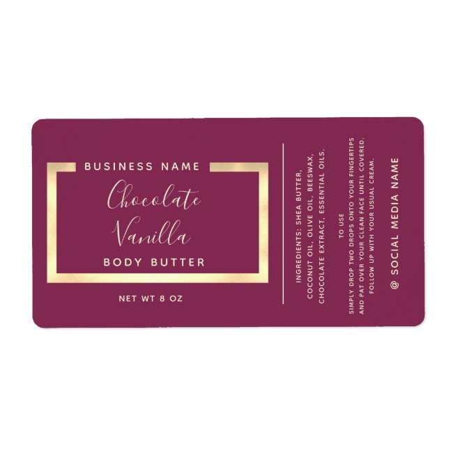 Minimalist modern typography gold frame label (Front)