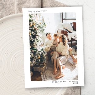 Minimalist Modern Typography Happy New Year Photo Holiday Card
