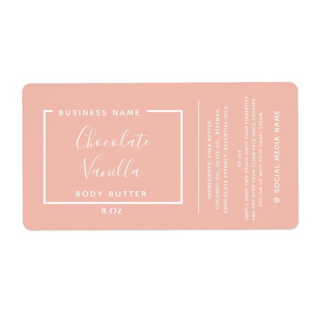 Minimalist modern typography peach product  label (Front)