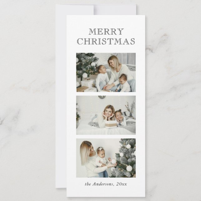 Minimalist Modern Typography Photo Merry Christmas Holiday Card (Front)