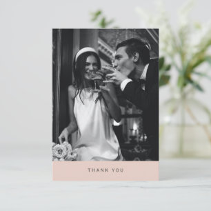 Minimalist Modern Typography Photo Wedding Blush Thank You Card