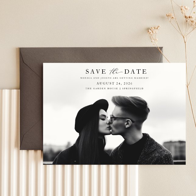Minimalist Modern Typography Photo Wedding Save The Date (Creator Uploaded)