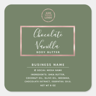 Minimalist modern typography rose gold frame logo  square sticker