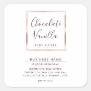 Minimalist modern typography rose gold frame  square sticker