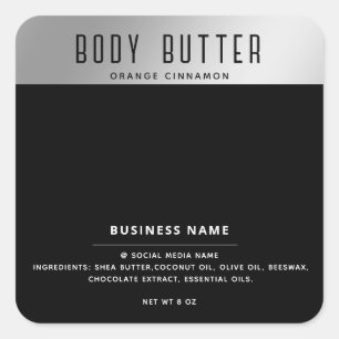 Minimalist modern typography silver black label