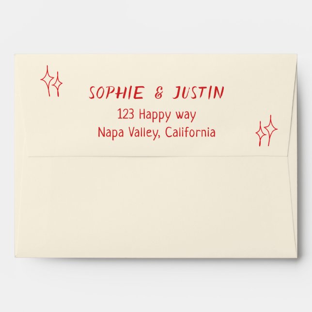 Minimalist Modern Typography Wedding Addressed Envelope (Back (Top Flap))