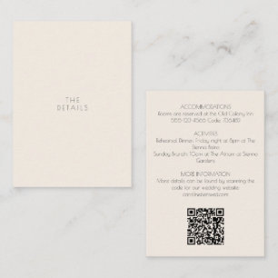 Minimalist Modern Typography Wedding Details Ivory Enclosure Card