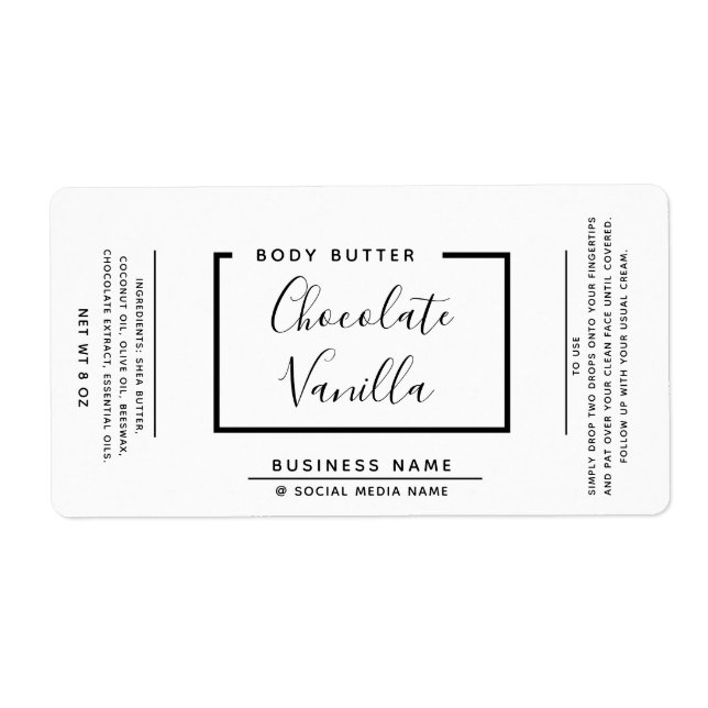 Minimalist modern typography white product  label (Front)