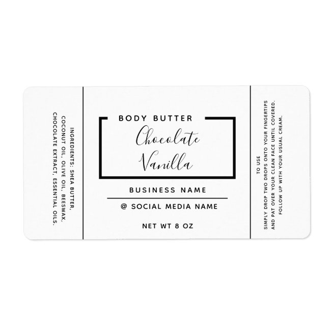 Minimalist modern typography white product  label (Front)