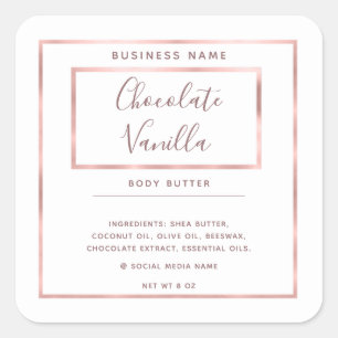 Minimalist modern typography white rose gold frame square sticker