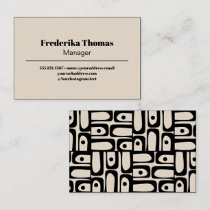 Minimalist Modern Unique Abstract Art Black Cream Business Card