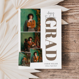 Minimalist Modern Vertical 5 Photo Graduation Invitation