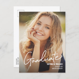 Minimalist Modern Vertical Photo Graduation Announcement Postcard