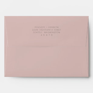 Minimalist Modern Vintage Dusty Blush Wedding Envelope
