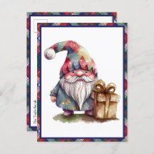 Minimalist Modern Watercolor Gnome Christmas