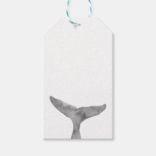 Minimalist Modern Watercolor Whale Fluke Gift Tags