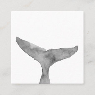 Minimalist Modern Watercolor Whale Fluke  Square Business Card