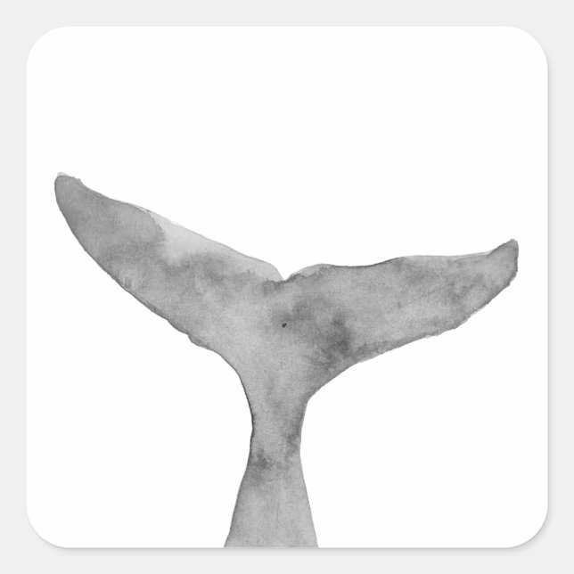 Minimalist Modern Watercolor Whale Fluke  Square Sticker (Front)