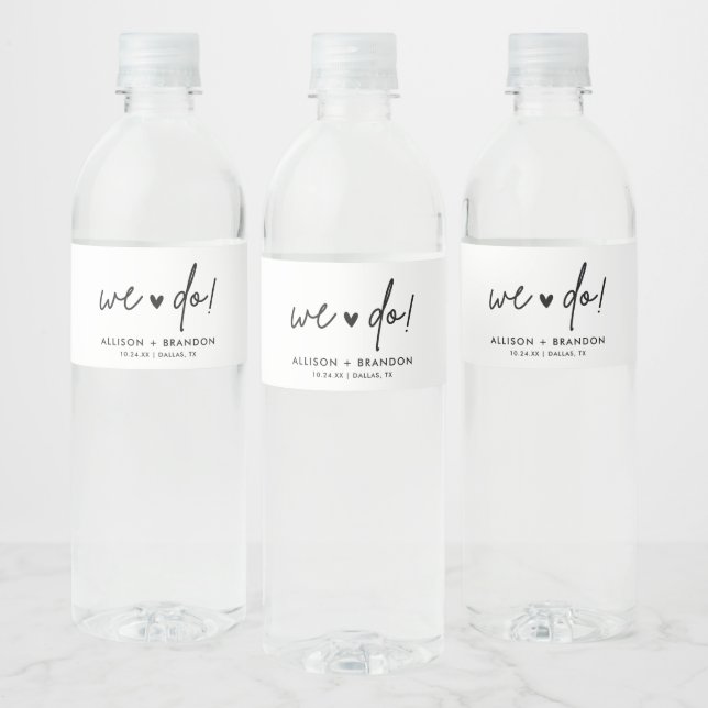 Minimalist Modern We Do Wedding Water Bottle Label (Bottles)
