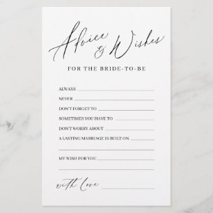 Minimalist modern wedding advice & wishes card