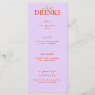 Minimalist Modern Wedding Bar Menu   Drink Menu
