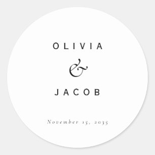 Minimalist Modern Wedding Classic Round Sticker