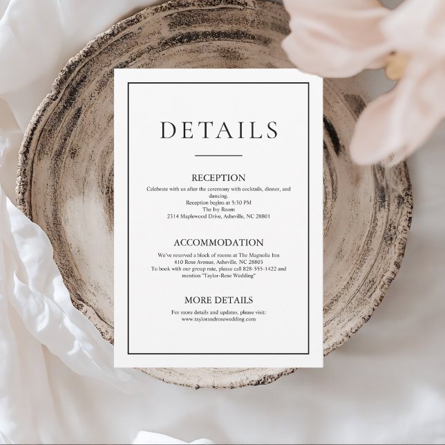 Minimalist Modern Wedding Details Card  (Creator Uploaded)