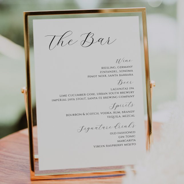 Minimalist Modern Wedding Drinks Bar Menu  Poster (Creator Uploaded)