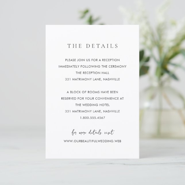 Minimalist Modern Wedding Enclosure Card (Standing Front)