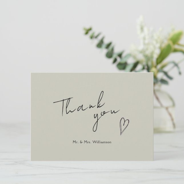 Minimalist Modern Wedding Flat Thank You Card (Standing Front)