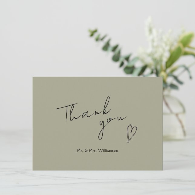 Minimalist Modern Wedding Flat Thank You Card (Standing Front)