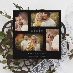 Minimalist Modern Wedding Four Photos Collage Save The Date