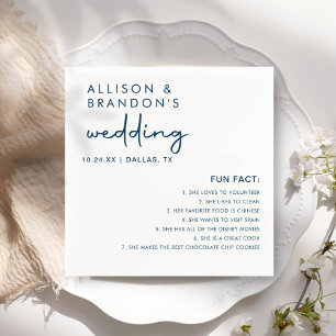 Minimalist Modern Wedding Fun Facts Napkin