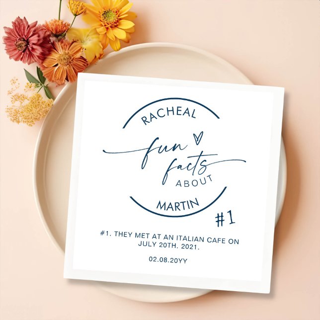 Minimalist Modern Wedding Fun Facts Napkin (Creator Uploaded)