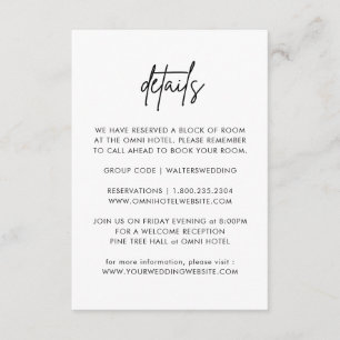 Minimalist Modern Wedding Guest Details Enclosure Card