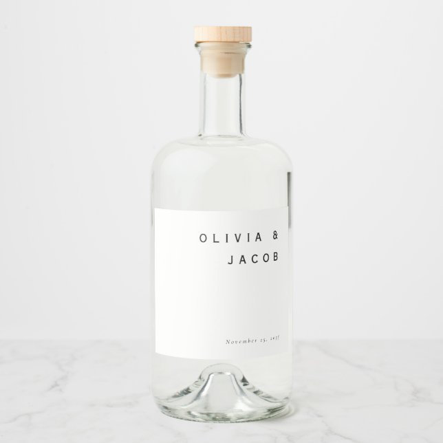 Minimalist Modern Wedding Liquor Bottle Label (Front)