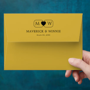 Minimalist Modern Wedding M Gold Envelope Design