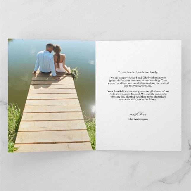 Minimalist & Modern Wedding Photo Thank You Card (Inside)